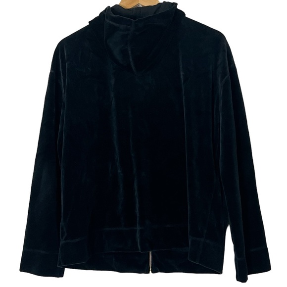 Jones New York | Black velour full zip front athletic hoodie sweatshirt … - Picture 5 of 11